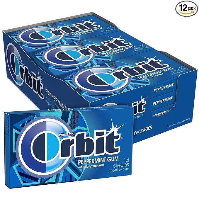 ORBIT Peppermint Sugar Free Chewing Gum, 12 Packs of 14-Pieces (168 Total Pieces) | Amazon (US)