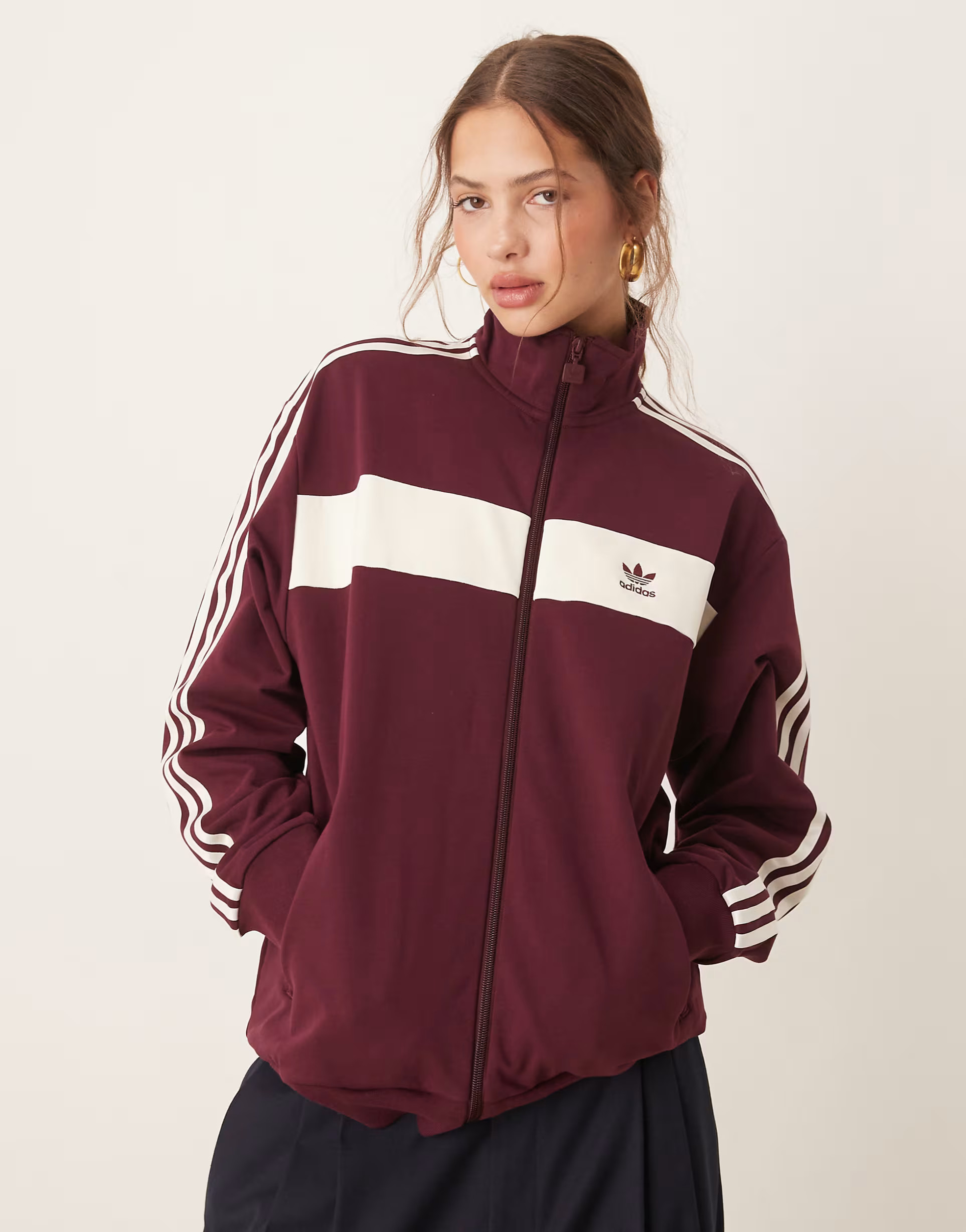adidas Originals retro track jacket in burgundy | ASOS | ASOS (Global)