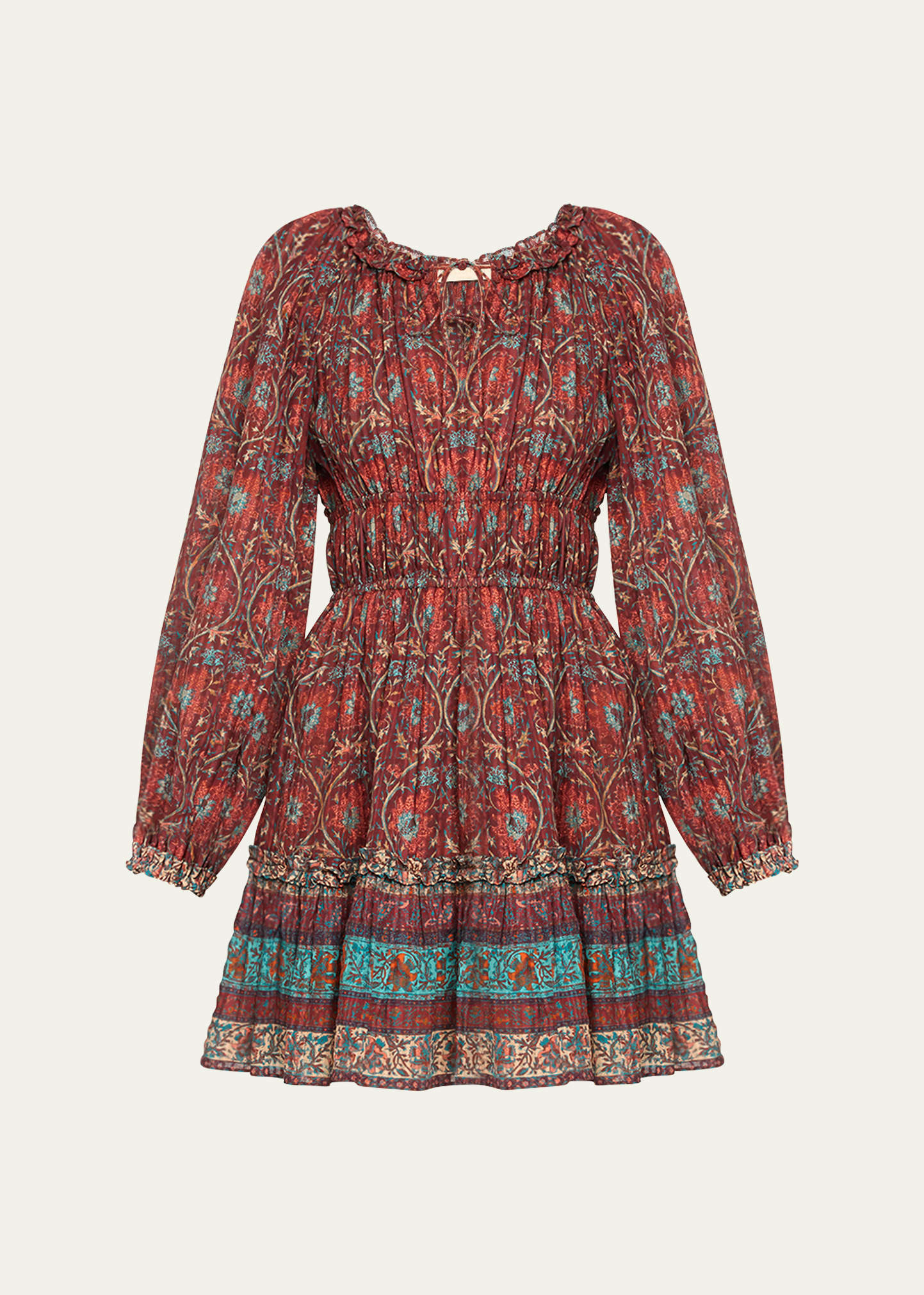 Ulla Johnson Val Printed Long-Sleeve Mini Dress | Bergdorf Goodman