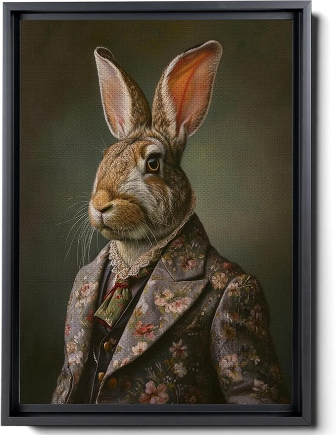 Hare Wall Art Print, Vintage Style Portrait of Hare, Rabbit in Victorian Gentleman's Suit & Bowti... | Amazon (US)