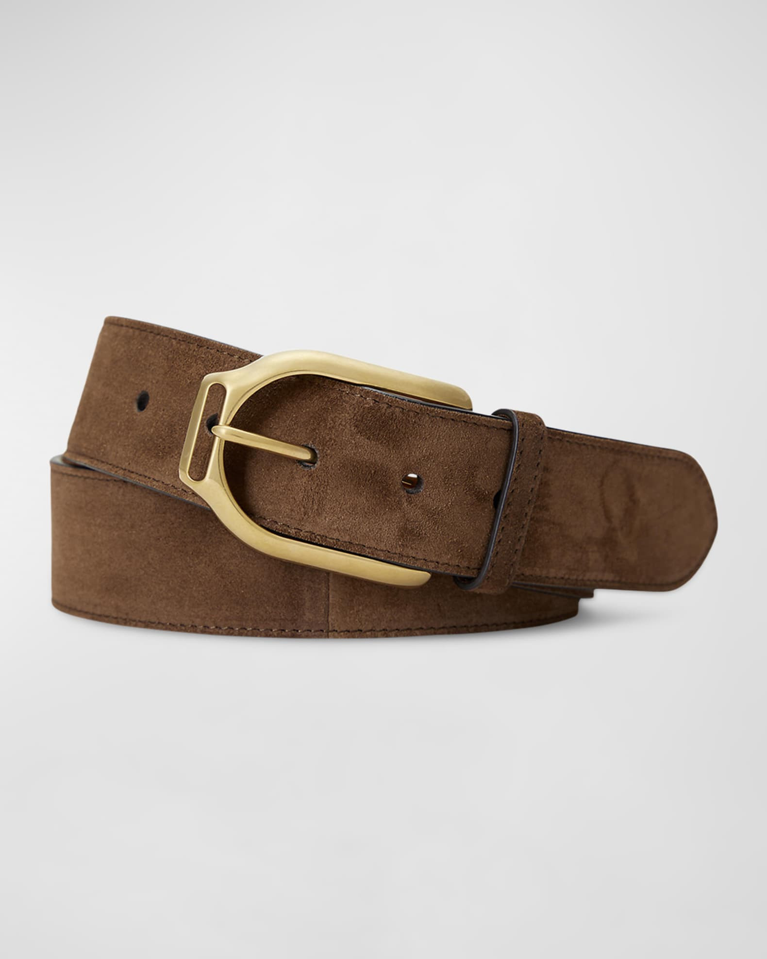 Men's Welington Stirrup-Buckle Calf-Suede Belt | Neiman Marcus