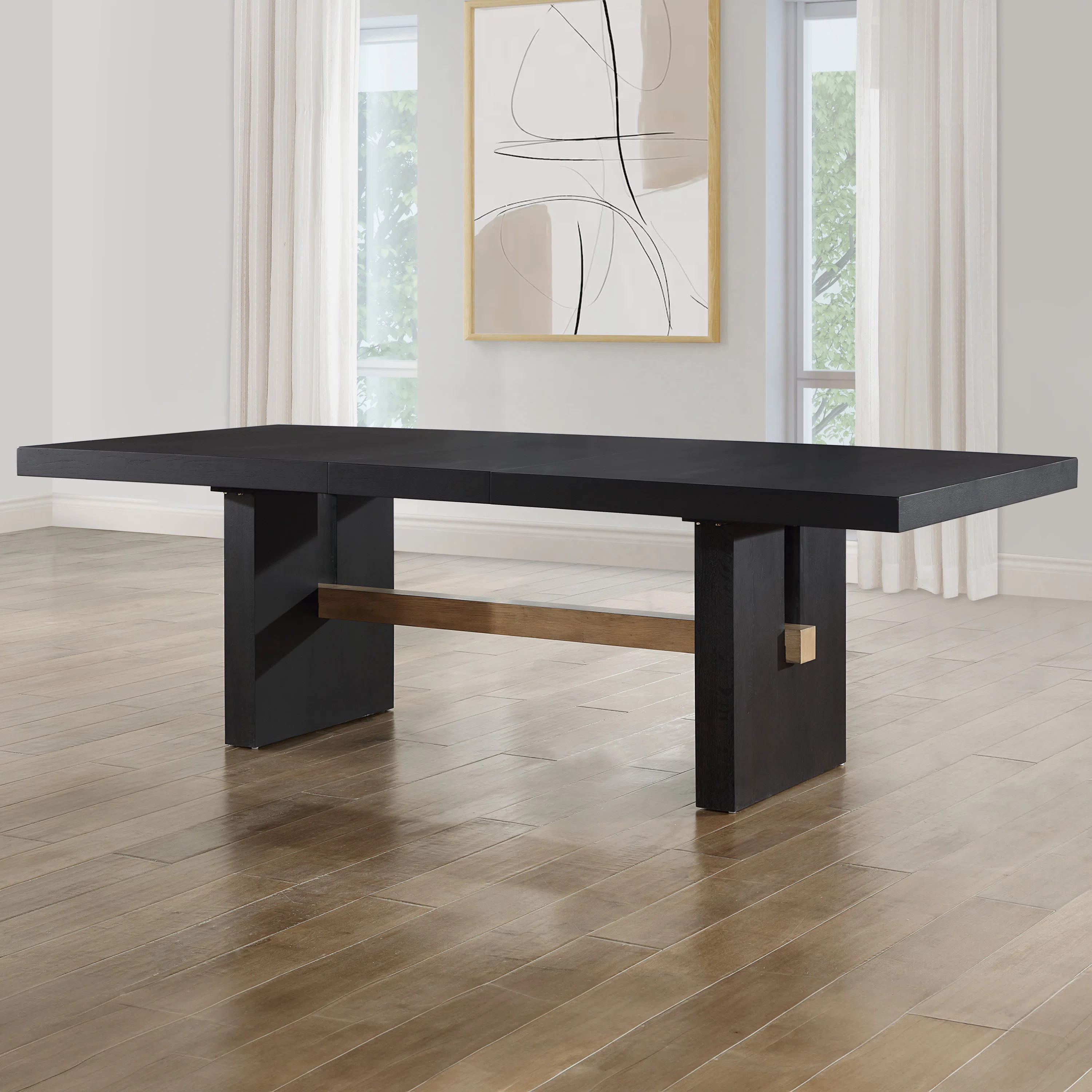 Rickye 78-96" Extendable Oak Trestle Wood Dining Table | Wayfair North America
