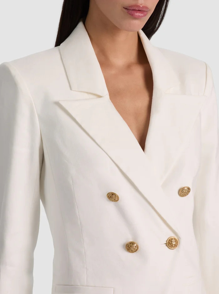 SABLE LINEN CROPPED BLAZER | Alice + Olivia