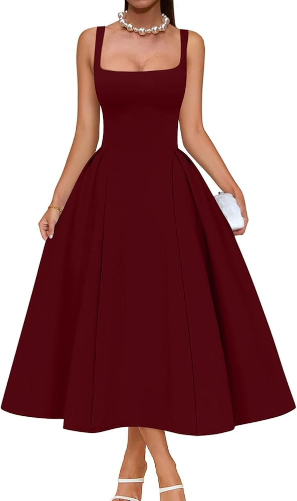 Memoriesea Women's Swing A Line Wedding Guest Party Midi Dress | Amazon (US)