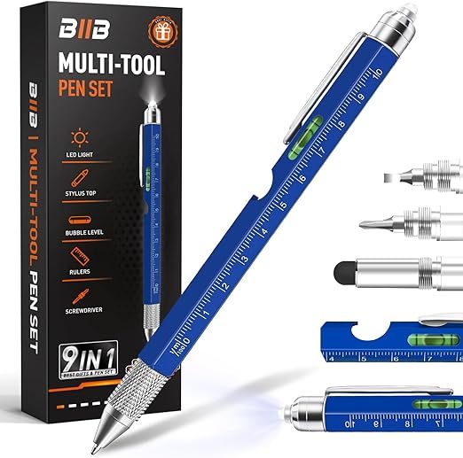 BIIB Gifts for Men, Stocking Stuffers for Adults 9 in 1 Multitool Pen Gifts for Dad, Christmas Gi... | Amazon (US)