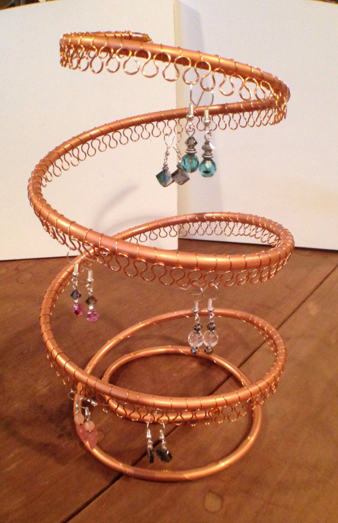 Earring Tree, Copper Spiral, Earring Holder, Organizer, holds approx 75 pairs, Copper wire. | Etsy (US)