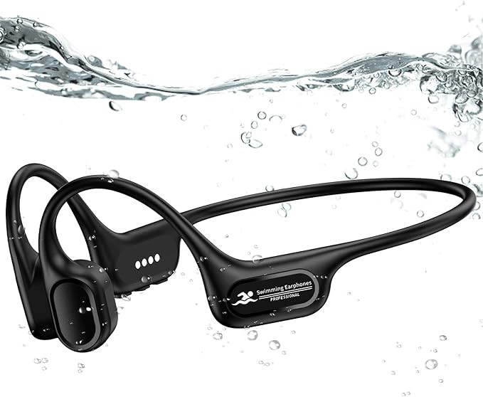 Swimming Headphones IP68 Waterproof, Open Ear Bone Conduction Underwater Headphones Bluetooth 5.4... | Amazon (US)