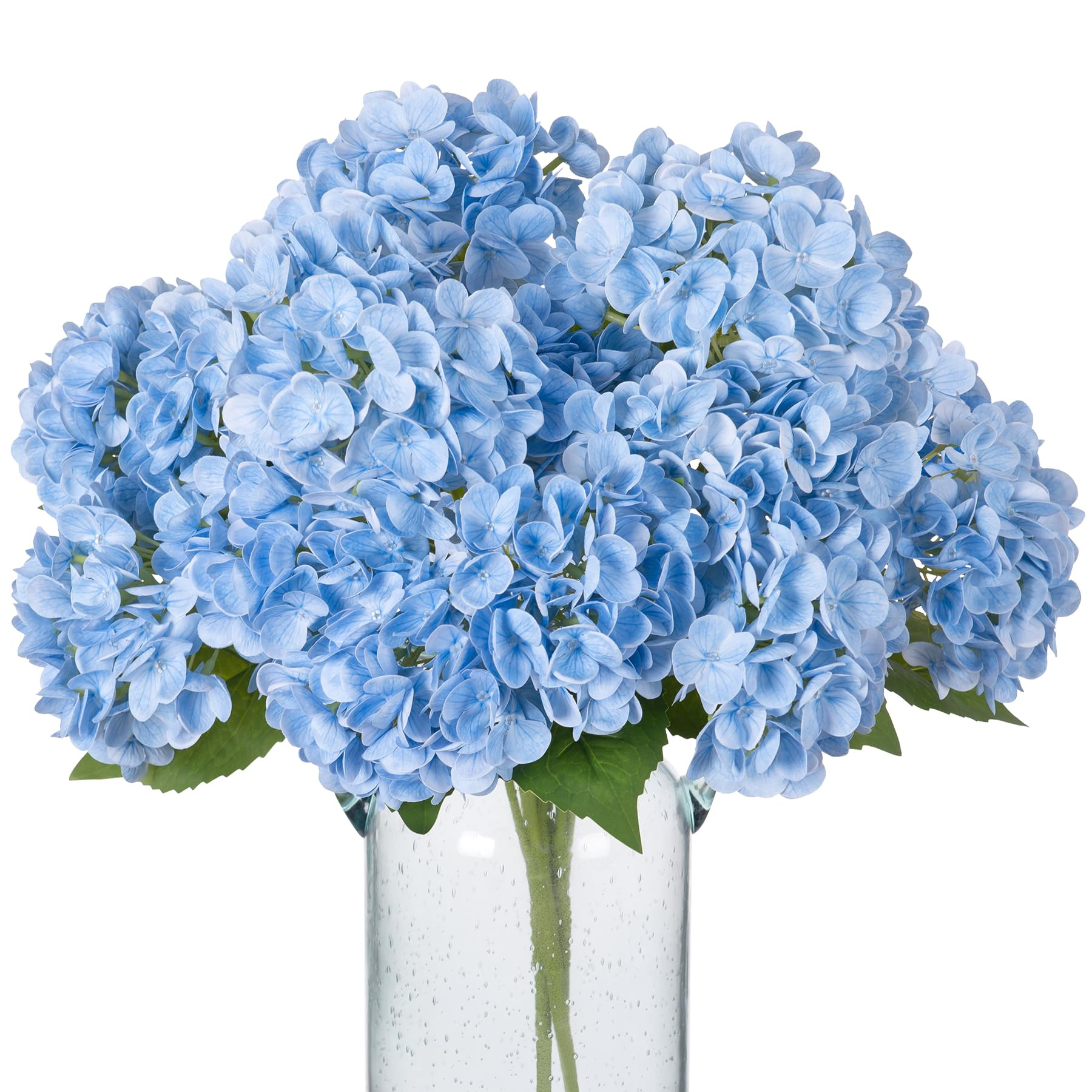 Artificial Flowers Fake Hydrangea with Latex Real Touch, 3Pcs 18" Faux Light Blue Hydrangeas with... | Amazon (US)