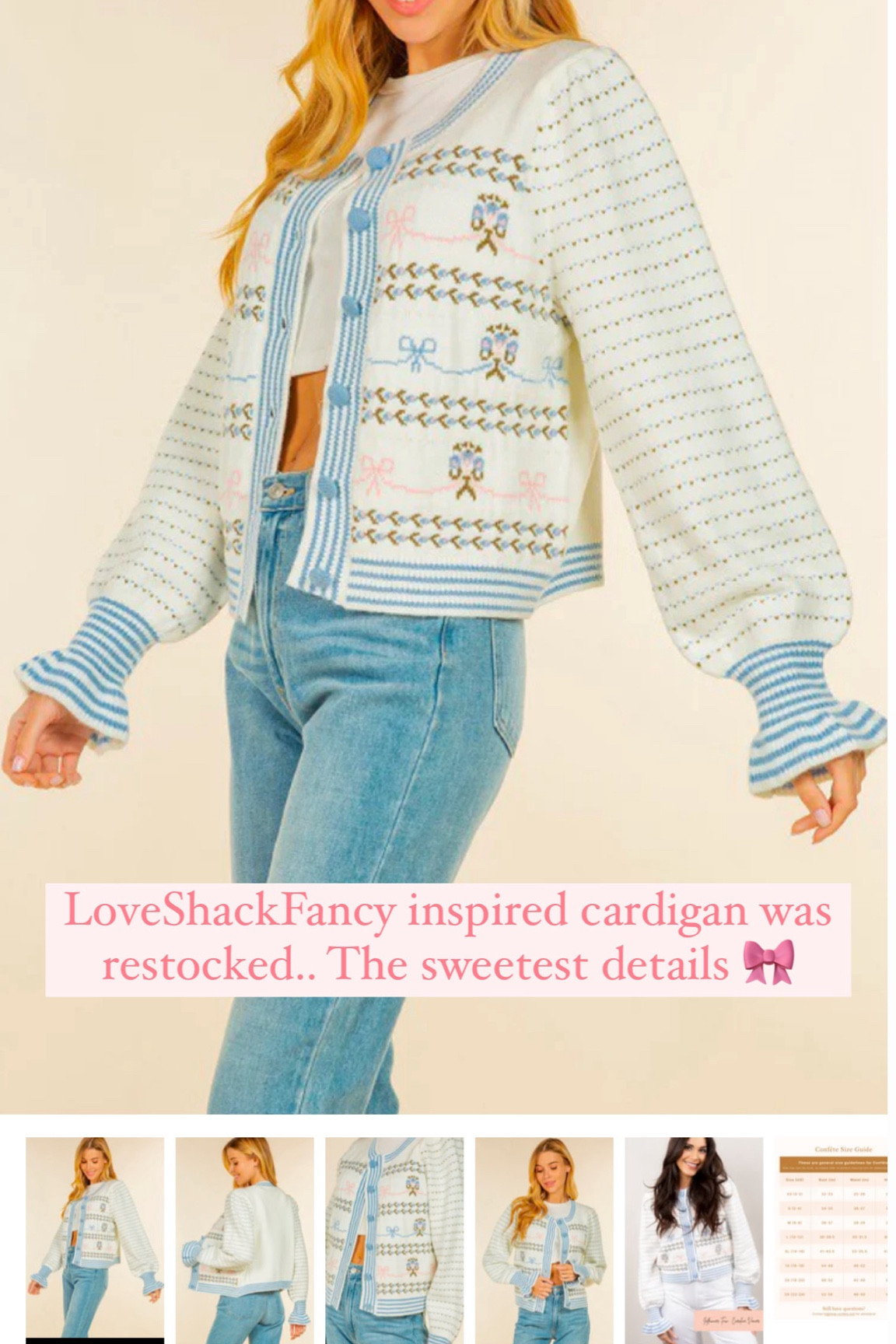 Madison bow cardigan / love shack fancy inspired cardigan / sweet pink and blue floral cardigan 

#LTKHoliday #LTKFindsUnder100