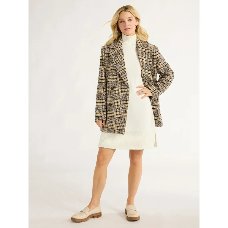 Free Assembly Women’s Boxy Double Breasted Jacket, Sizes XS-XXL | Walmart (US)