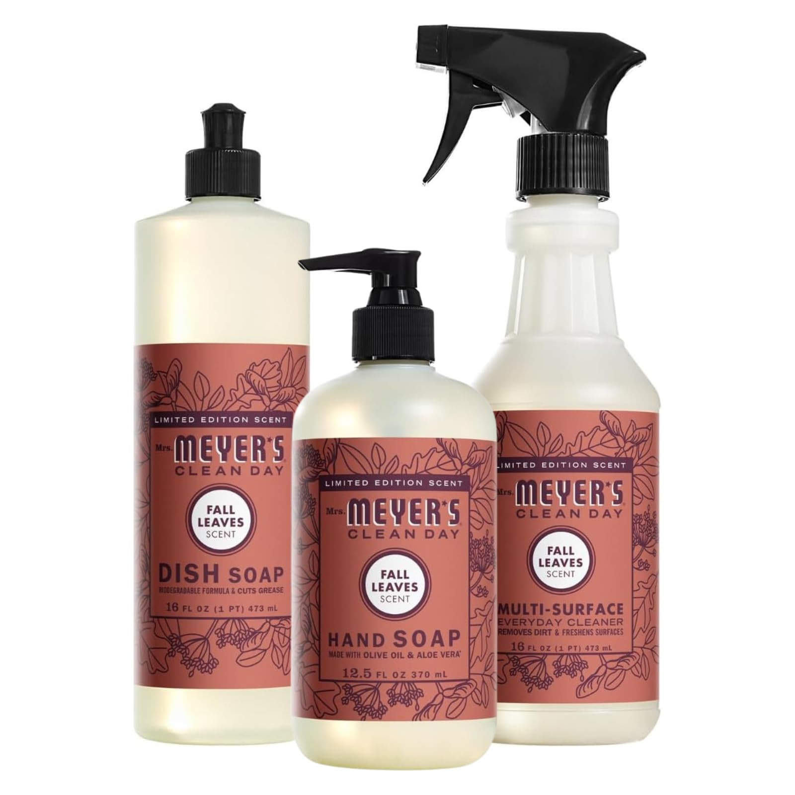 Mrs. Meyer's Fall Leaves Kitchen Set Variation, Includes Dish Soap, Hand Soap and Multi-Surface C... | Amazon (US)