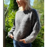 Mohair Sweater, Melange Grey Sweaters For Women, Loose Knit Cardigan, Women's Sweaters, Oversized Sw | Etsy (US)