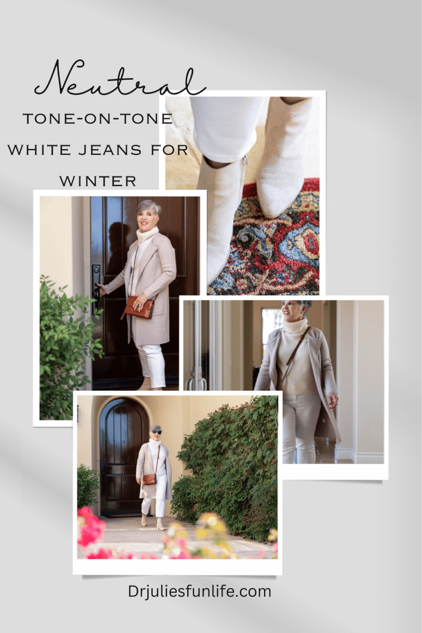 Have you always wanted to know if it’s okay to wear white jeans in the winter 🥶?  Have you wondered if it was really an acceptable option?  Here’s a perfect look for those of us still experiencing winter or really cool weather. It’s a tone-on-tone look where I paired a pair of white jeans with a cream turtleneck, cream suede booties, and the best sweater/blazer/cardigan I have ever tried!  The sweater/blazer/cardigan is mid-weight and very high quality.  It is incredibly similar in appearance to the Juliette one from JCrew but it’s a fraction of the price!  More importantly, for those of you that are sensitive to wool, it is wool-free!  How great is that?!  Check out this fun white jeans in the winter look!
For more tips on white jeans and how to look good in them, head to my blog: drjuliesfunlife.com

. #ltkwinter #winterfashion #winterstyles #styleblogger #styleblogger #styletips #grwm #styleagram #getreadywithme 

#winterfashion #winterstyles #styleblogger #styleblogger #styletips #grwm #styleagram #getreadywithme #talbotsofficial #nordstrom #macysstylecrew #jcrewfactory 
#styleaddict
#outfitstyle #outfitshare #outfitshot #stylefashion #stylebook #stylebible #styleagram

#LTKshoecrush #LTKfindsunder50 #LTKSpringSale