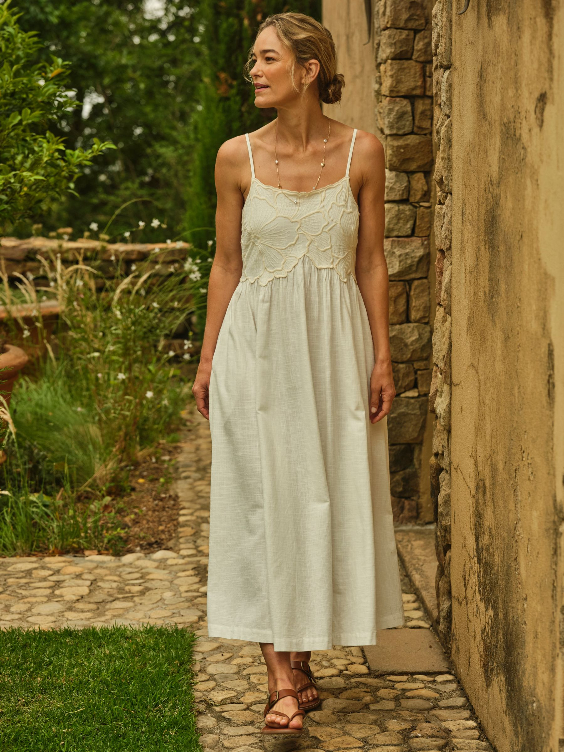 Hazel Ivory Embroidered Midi Dress | Fat Face