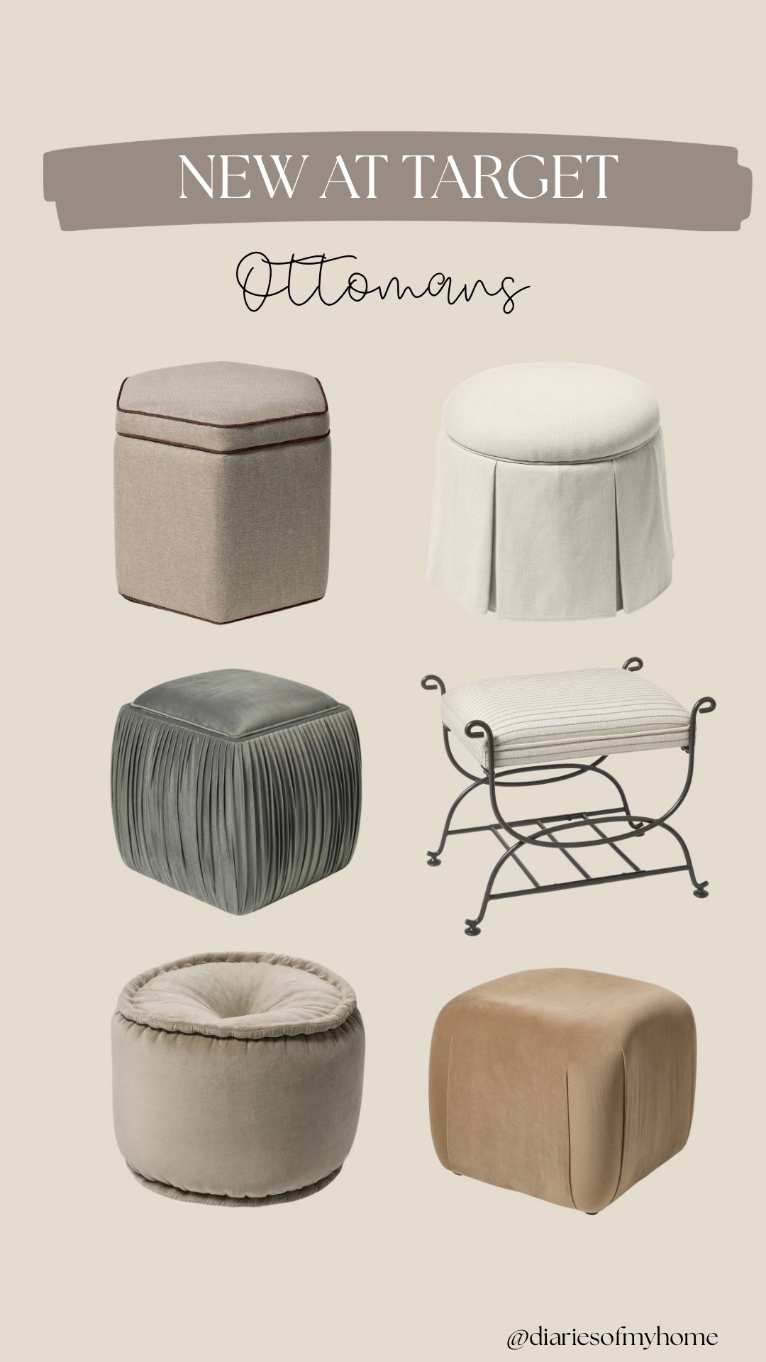 New at Target 🎯 Ottomans for the Home! Great for an entryway, by the edge of a bed, or corner 

home decor, interiors, styling, for the home, my home sweet home, neutral home, classic home, traditional home, timeless decor, entryway, foyer, dining room, formal dining room, dining table, kitchen table, kitchen ideas, spaces, cozy home, cozy corner, home tour, reels, trending, inspiration , 90’s home, home renovation, home remodel, Nancy meyers aesthetic, modern classic


#LTKHome #LTKFindsUnder50 #LTKFindsUnder100