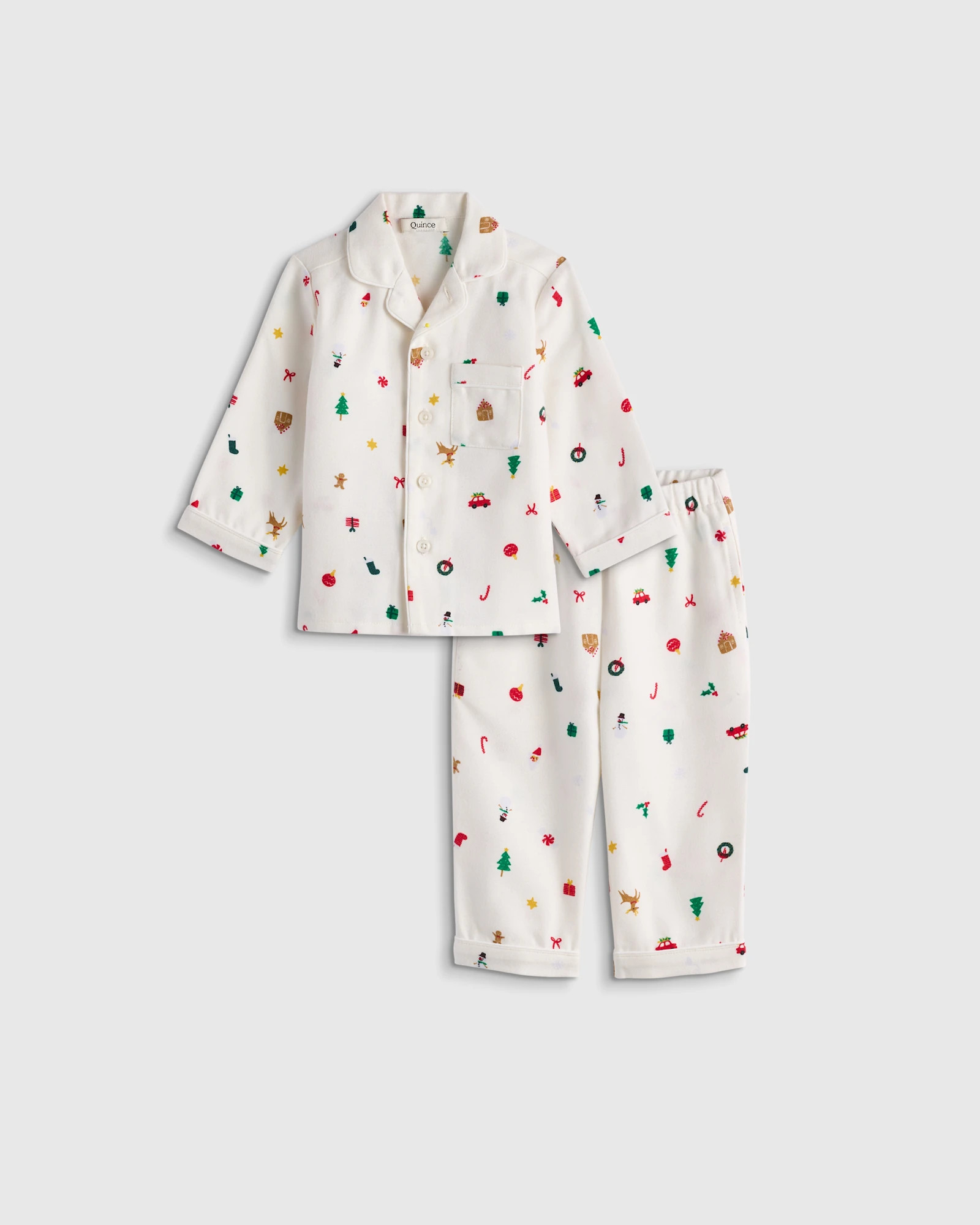 Quince | Holiday Flannel Pajama Set in Polar Bears, Size 12-18M, Recycled Polyester | Quince