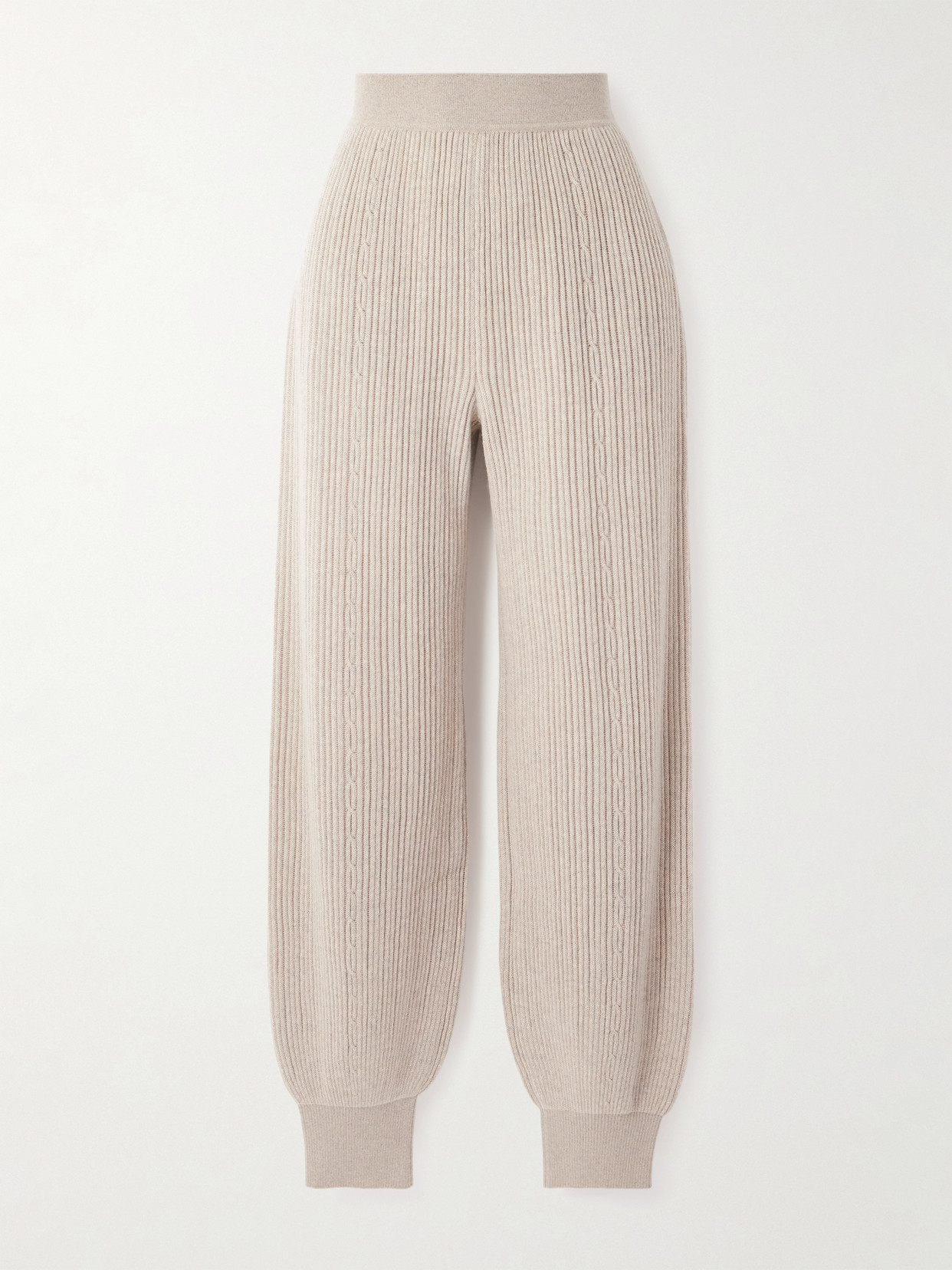 Loro Piana - Plane Tree Ribbed Cashmere-blend Tapered Pants - Neutrals | NET-A-PORTER (US)