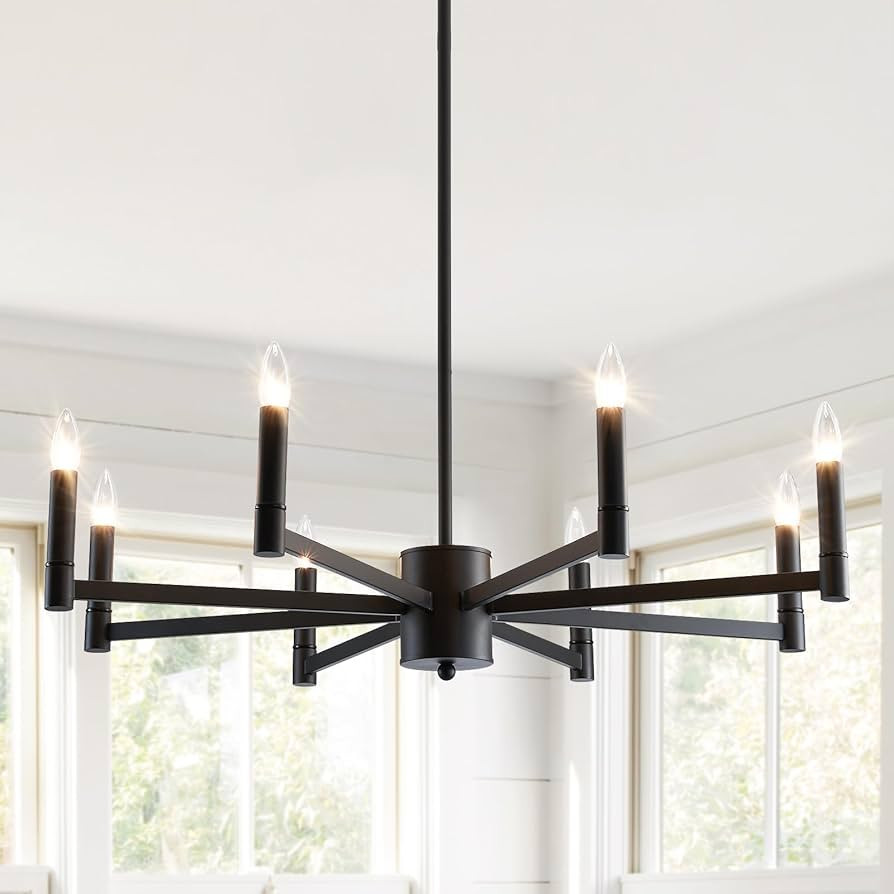 ASGYISA 8-Light Black Farmhouse Candle Chandeliers Modern Matte Ceiling Light Fixture Industrial ... | Amazon (US)