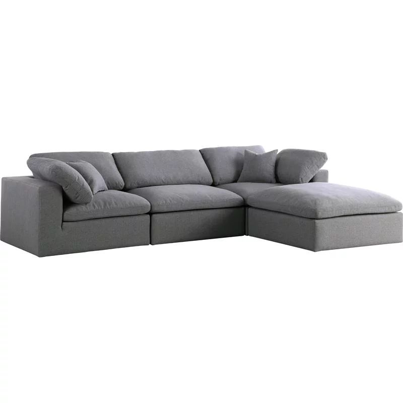 Meridian Furniture Serene Gray Durable Linen Fabric Cloud Modular Sectional - Walmart.com | Walmart (US)