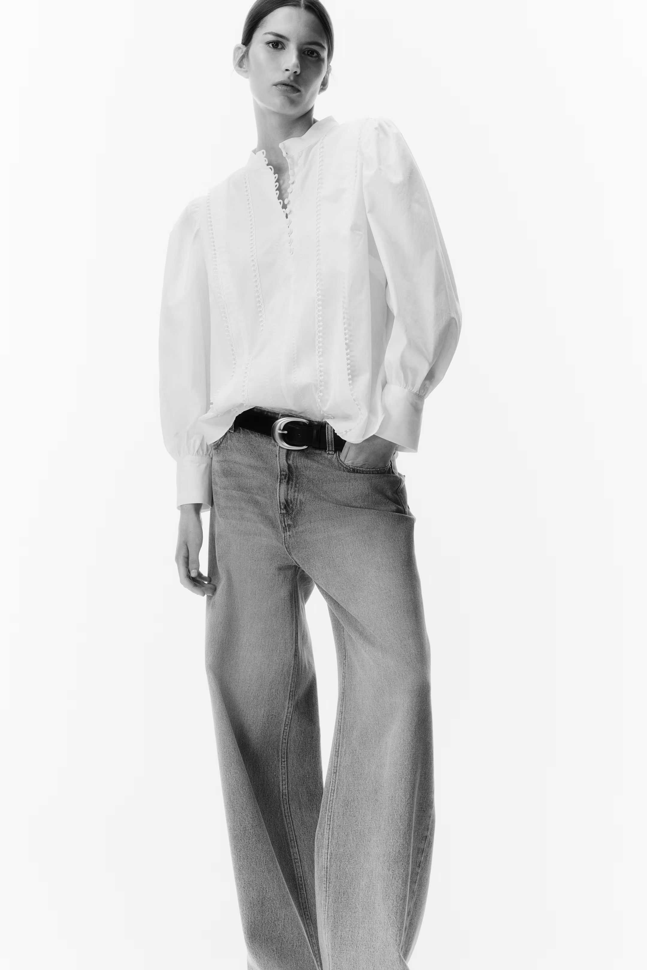 Camicetta con bordi a picot - Bianco - DONNA | H&M IT | H&M (FR, IT, ES, PT, BE)