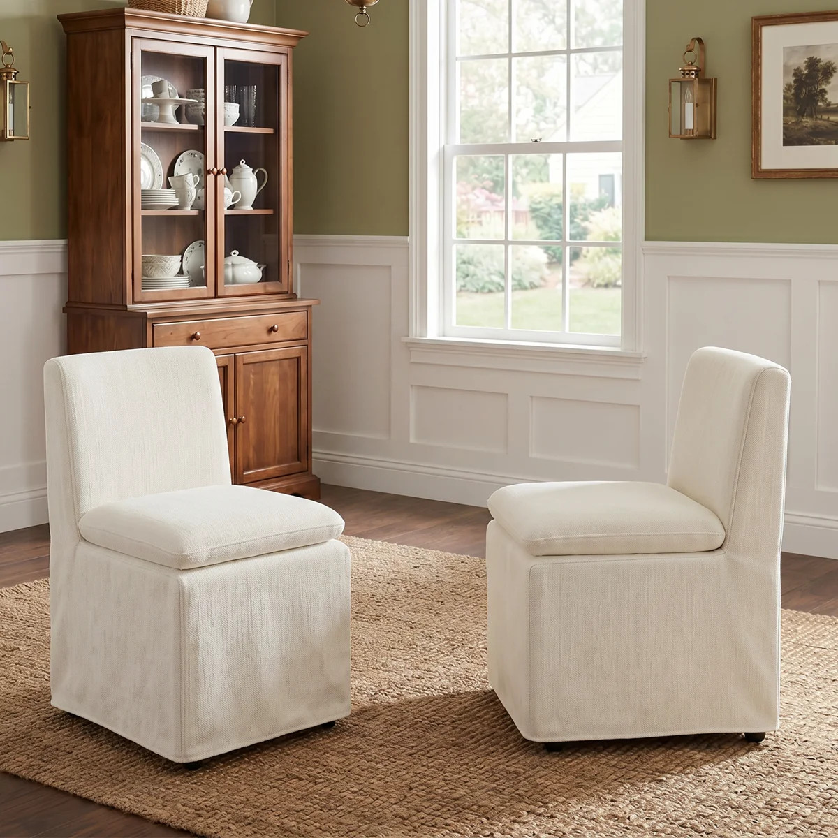 Upholstered Dining Chair with Washable Slipcover & Casters (Set of 2) | Wayfair North America