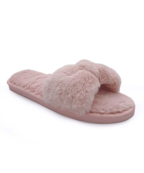 JUMITI Women's Slippers pink - Pink Fuzzy Bow-Tie Slipper - Women | Zulily