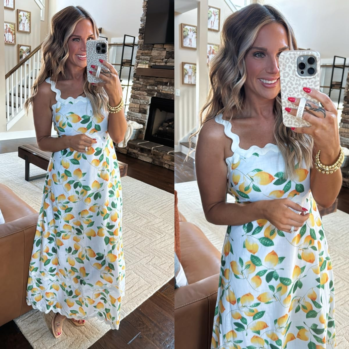 This lemon dress is perfect for all Spring and Summer long! It's a soft linen dress, and has the most gorgeous scalloped details.

I am 5’6 146lbs wearing a size small lemon print linen dress, shoes fit true to size. I am wearing nippie covers but I linked my favorite seamless strapless bra that also works for this dress. 

 #LTKSeasonal #LTKFindsUnder100 #LTKStyleTip
