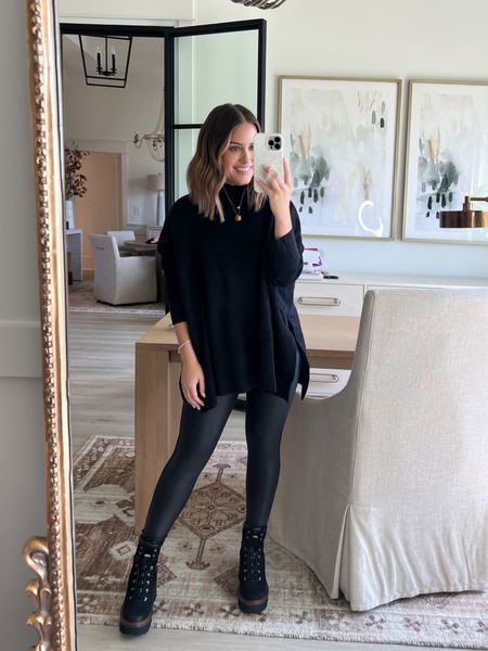 Wearing small in black sweater (ALEXA15 works) // small petite in faux leather leggings // boots tts // fall outfit, winter outfit // 

#LTKstyletip #LTKfindsunder100 #LTKsalealert