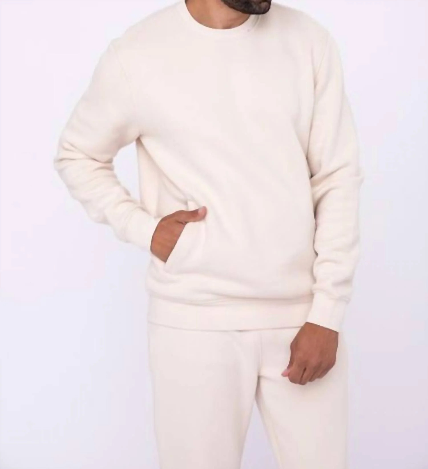Fleece-Lined Sweatshirt With Zip Pockets In Beige | Shop Simon