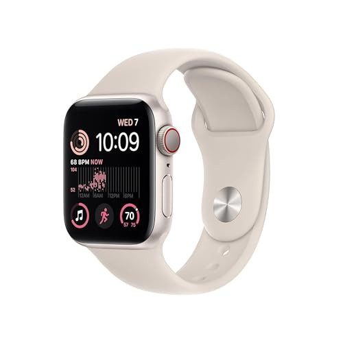 Apple Watch SE (2nd Gen) (GPS + Cellular, 40mm) - Starlight Aluminum Case with Starlight Sport Band, M/L (Renewed) | Amazon (US)