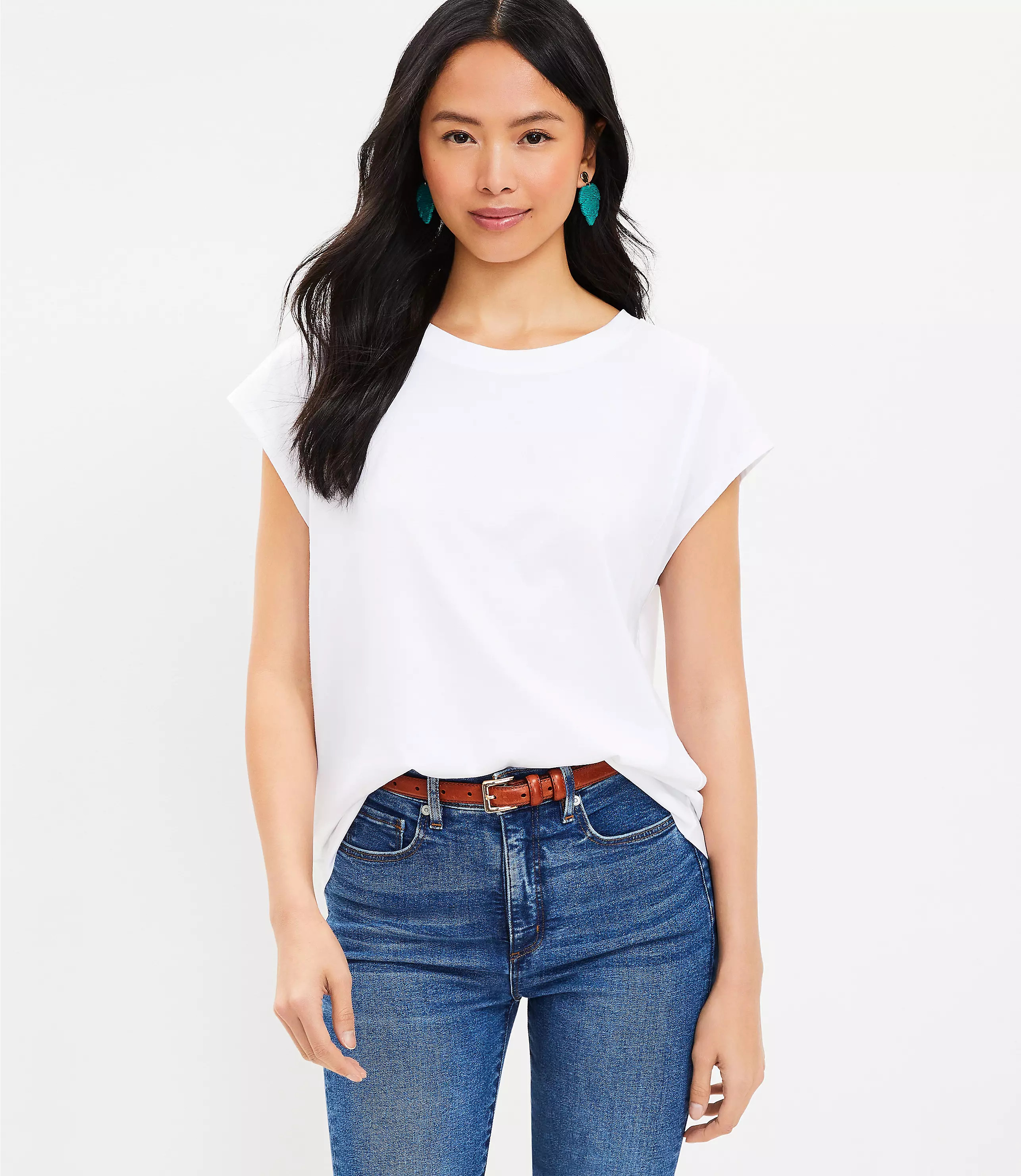 Petite Topstitched Wedge Tee | LOFT