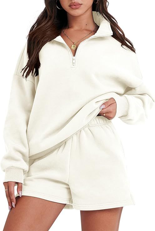 ANRABESS Women's Two Piece Outfits Sweat Lounge Short Set Long Sleeve Gym Sweatsuit Tracksuit 202... | Amazon (US)