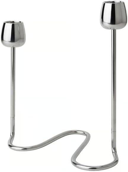 Double Candle Holder for Taper Candles – Silver Metal 2-Arm Candlestick with Modern Minimalist ... | Amazon (US)