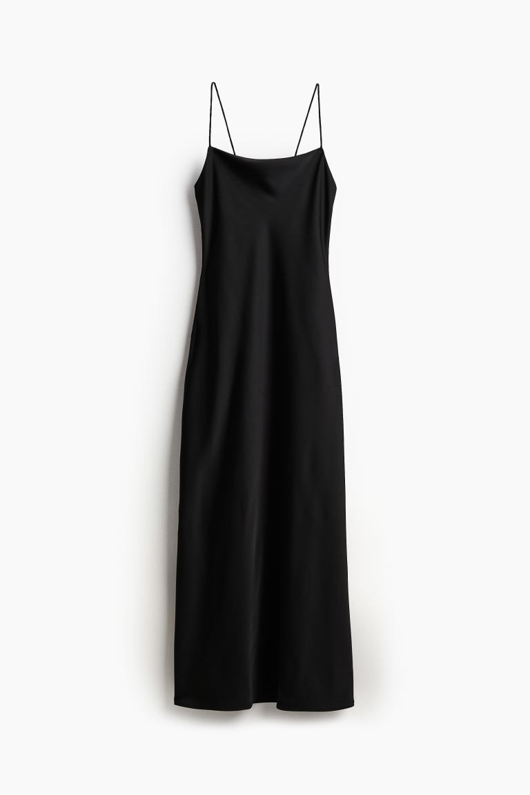 Open-back Satin Dress - Black - Ladies | H&M US | H&M (US + CA)
