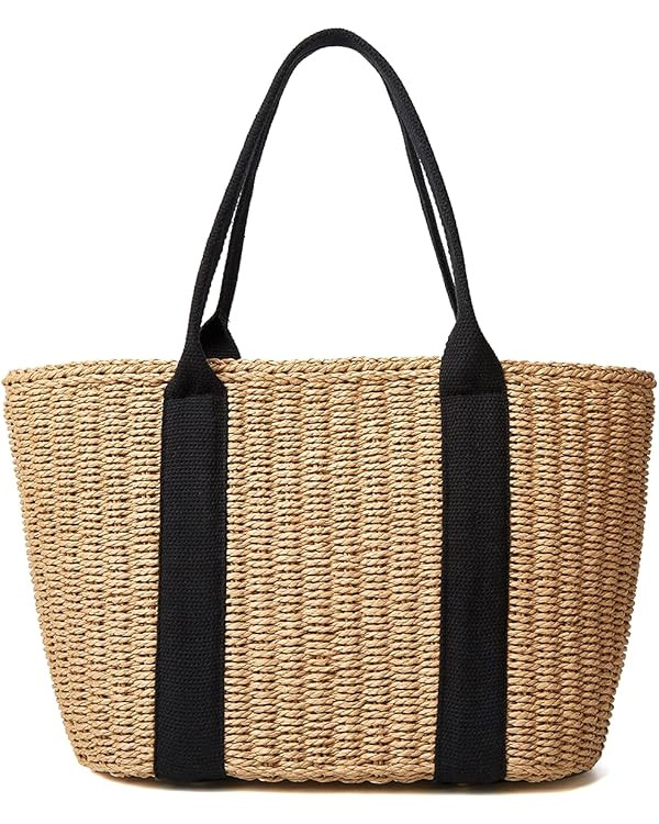 Women Straw Bags Summer Beach Large Tote Bag Handmade Woven Shoulder Crossbody Handbag | Amazon (US)