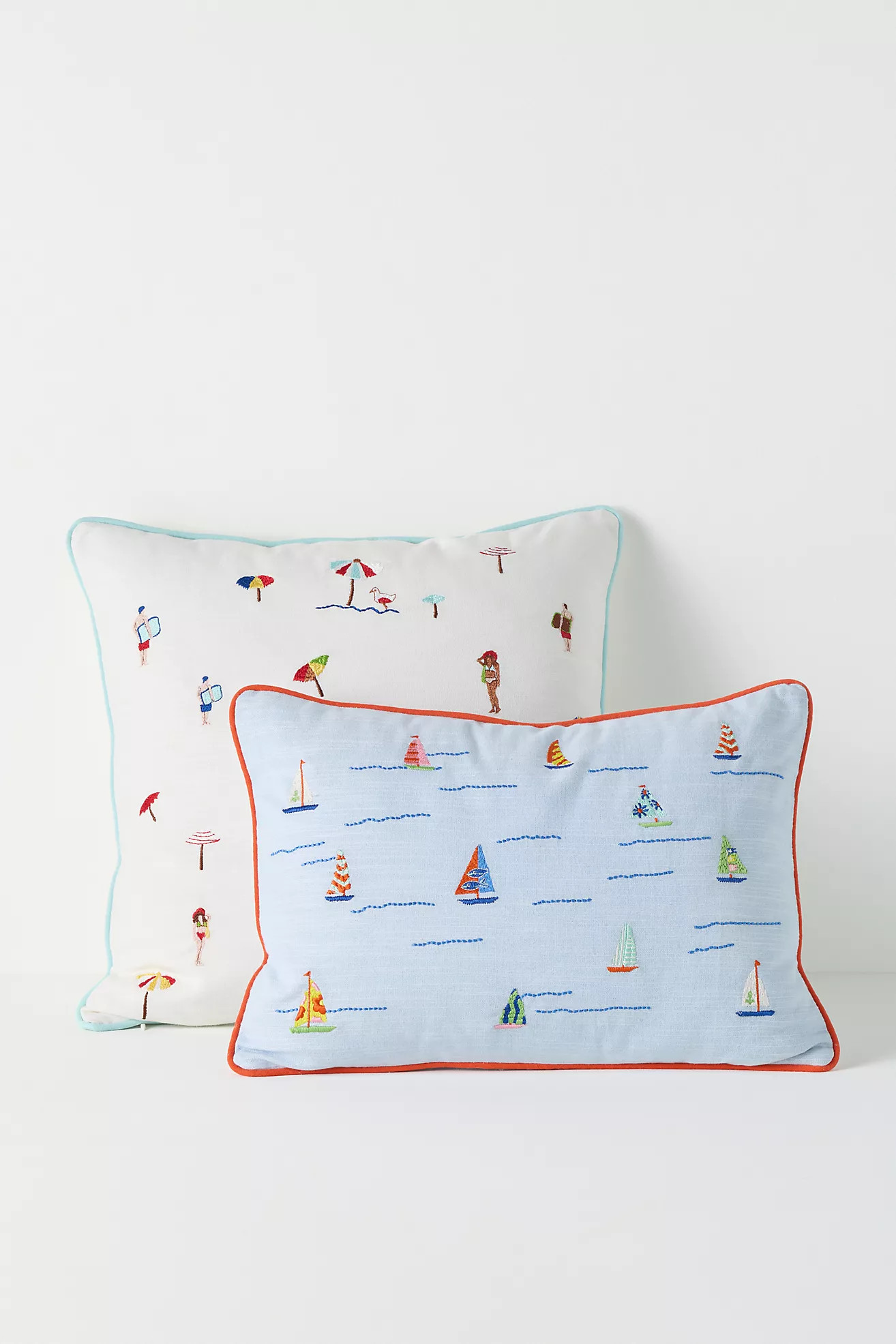 Alma Cotton Embroidered Beach Pillow | Anthropologie (US)