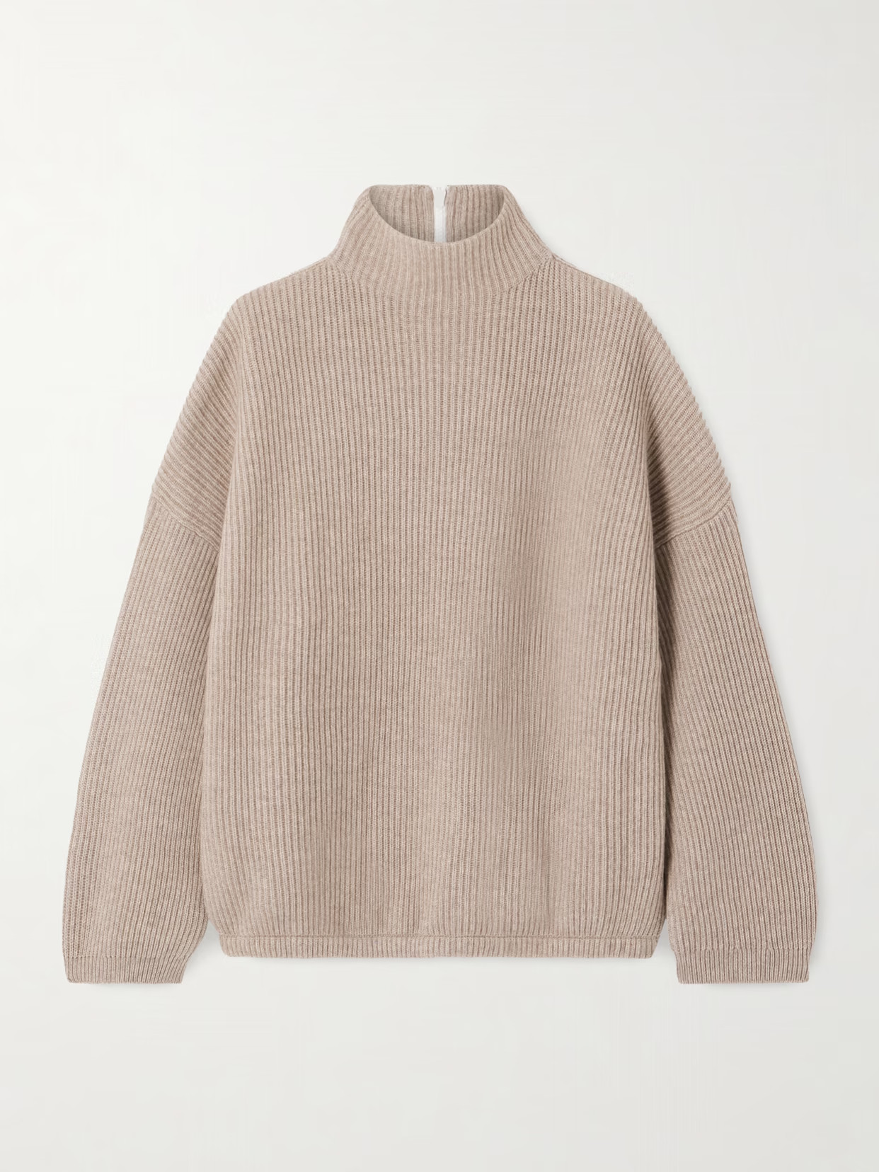 Brunello Cucinelli - Bead-embellished Ribbed Cashmere Turtleneck Sweater - Brown | NET-A-PORTER (US)