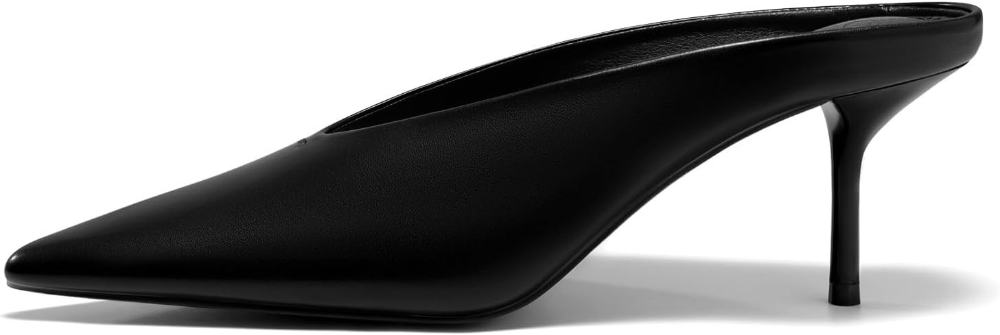 Coutgo Womens High Heels Mules Closed Pointed Toe Slide Sandals Slip On Summer Dress Shoes | Amazon (US)