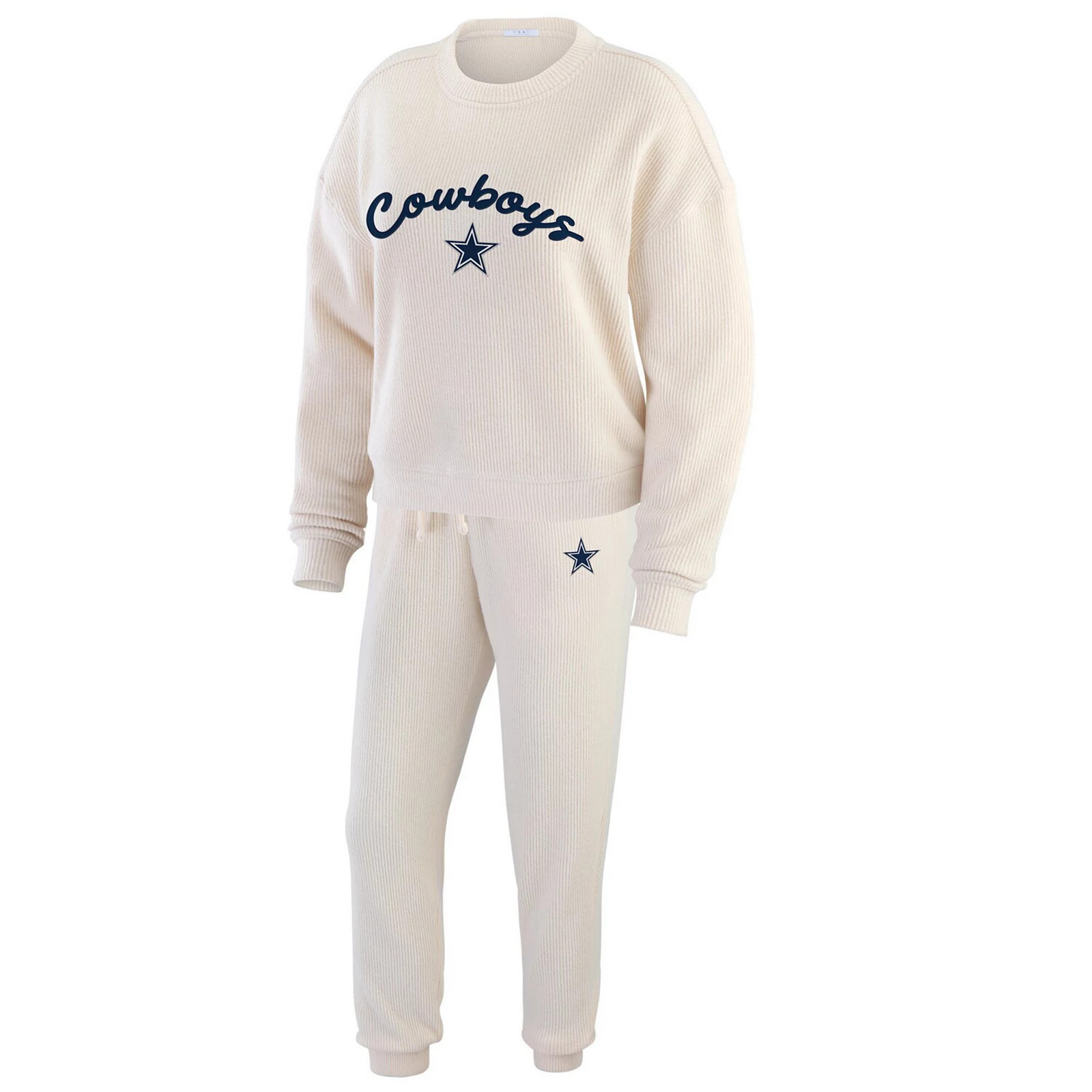 Women's WEAR by Erin Andrews Oatmeal Dallas Cowboys Plus Size Rib-Knit Long Sleeve T-Shirt & Pants Lounge Set, Size: 4XL, Team | Kohl's