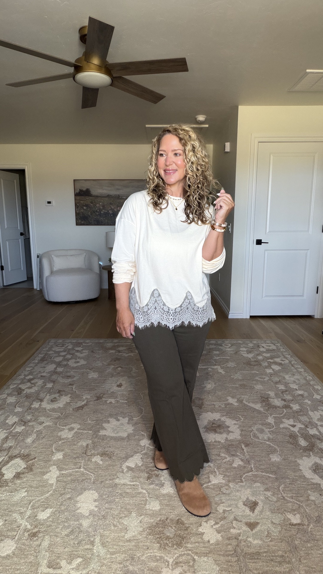Wearing a large or 10 in everything.

#LTKOver40 #LTKMidsize #LTKPetite