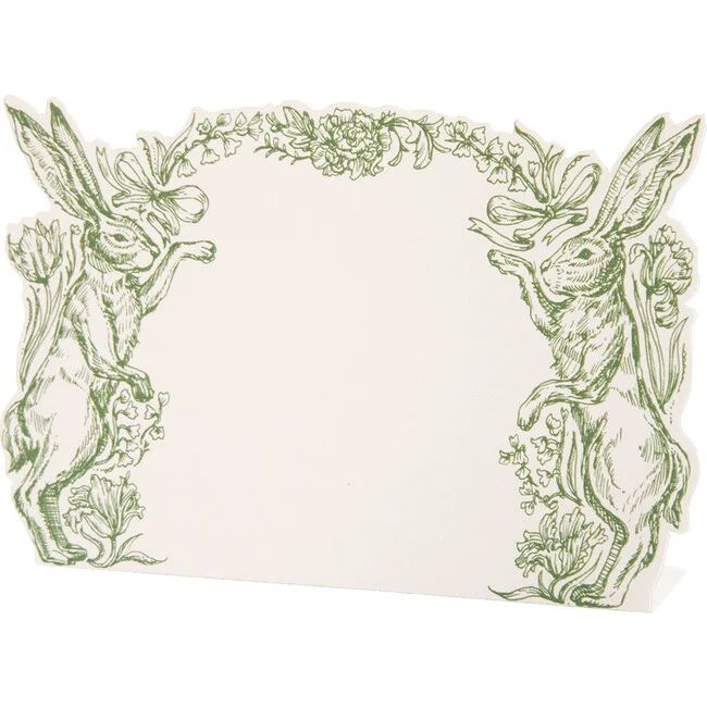 Greenhouse Hares Place Card, Green And White | Maisonette