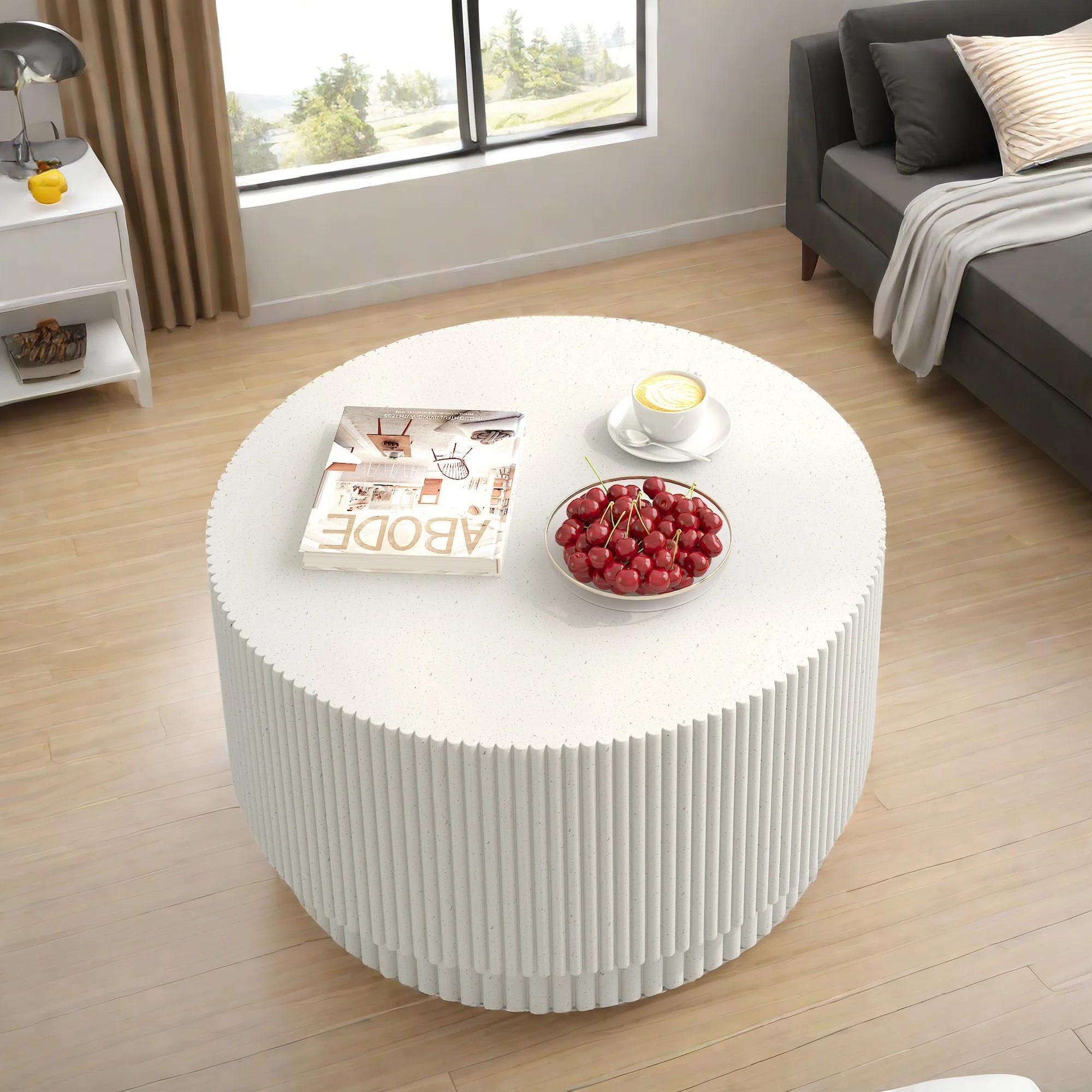 Safana Nordic style H-barrel coffee table with Magnesium Oxide Material for Indoor and Outdoor | Wayfair North America