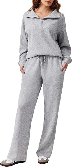 PINSPARK 2 Piece Sets for Women 2025 Fall Outfits Sweatsuit Loose Fit Sweatshirt Wide Leg Sweatpa... | Amazon (US)