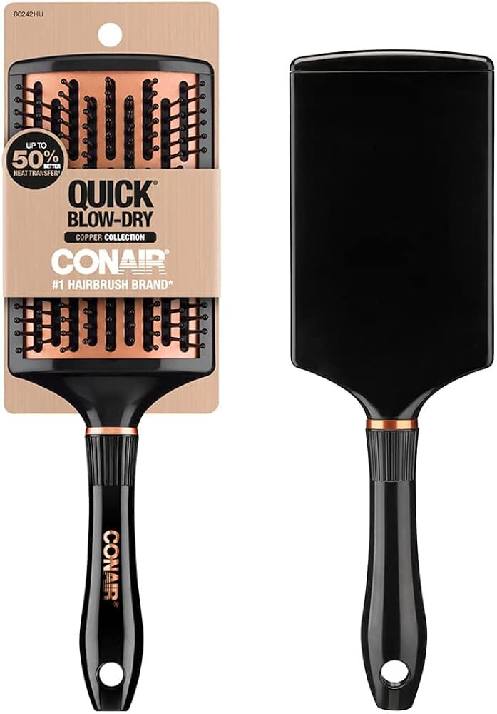 Conair Quick Blow-Dry Copper Collection, Curved Paddle Brush, Hair Brush, 1 count | Amazon (US)