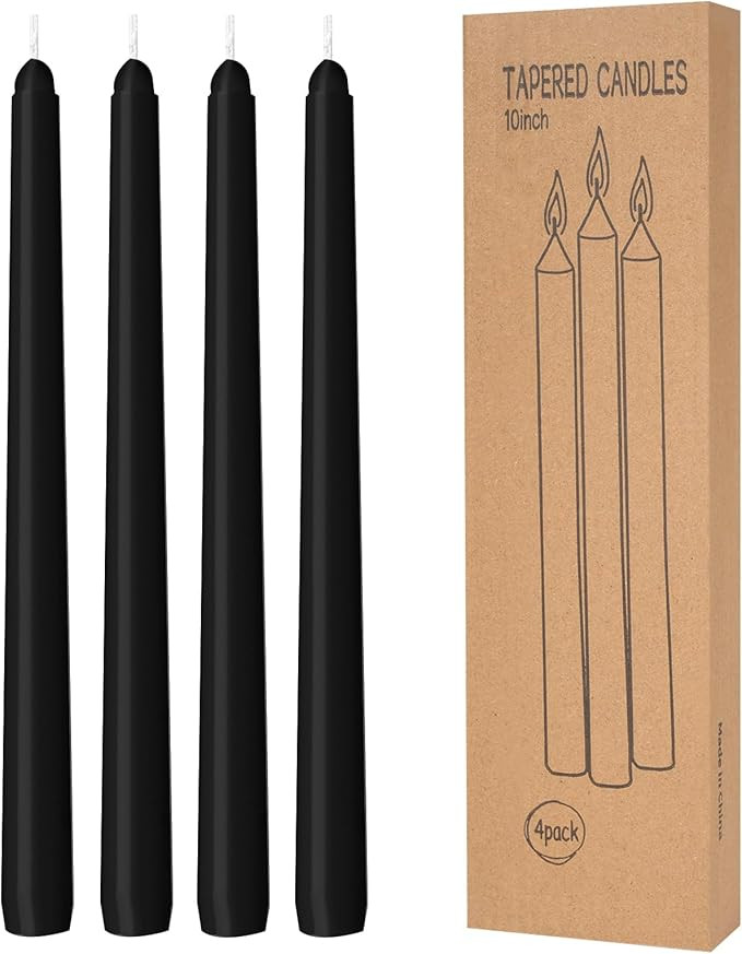 4 Pack Black Taper Candles - Taper Candles 10 Inch Dripless, Smokeless & Unscented - 8 Hours Long... | Amazon (CA)
