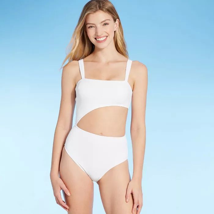 Women's Ribbed Cut Out One Piece Swimsuit - Shade & Shore™ | Target