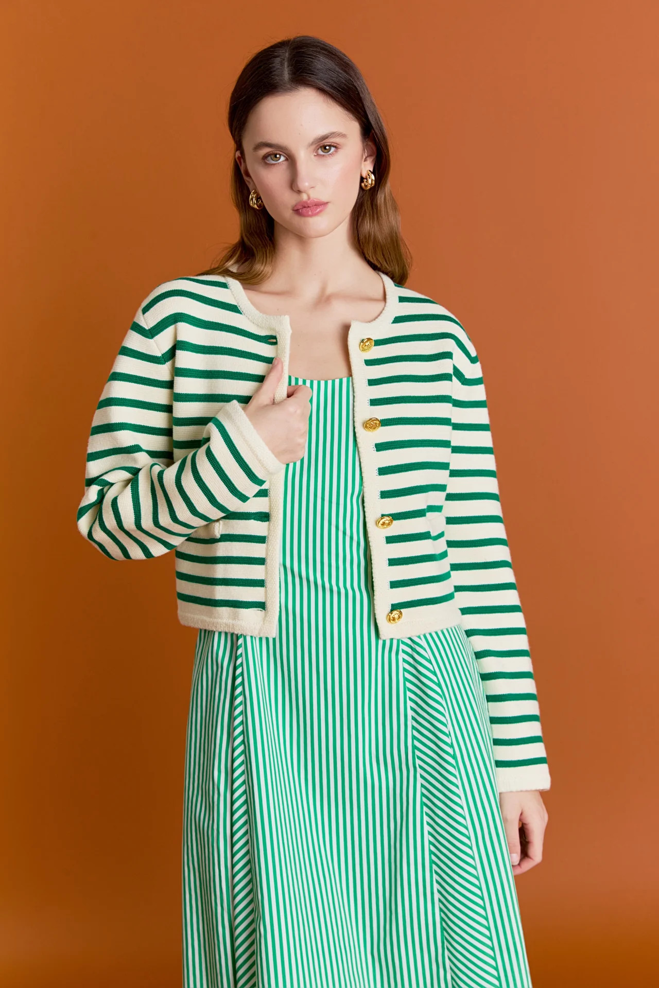 Knit Striped Sweater Cardigan | English Factory