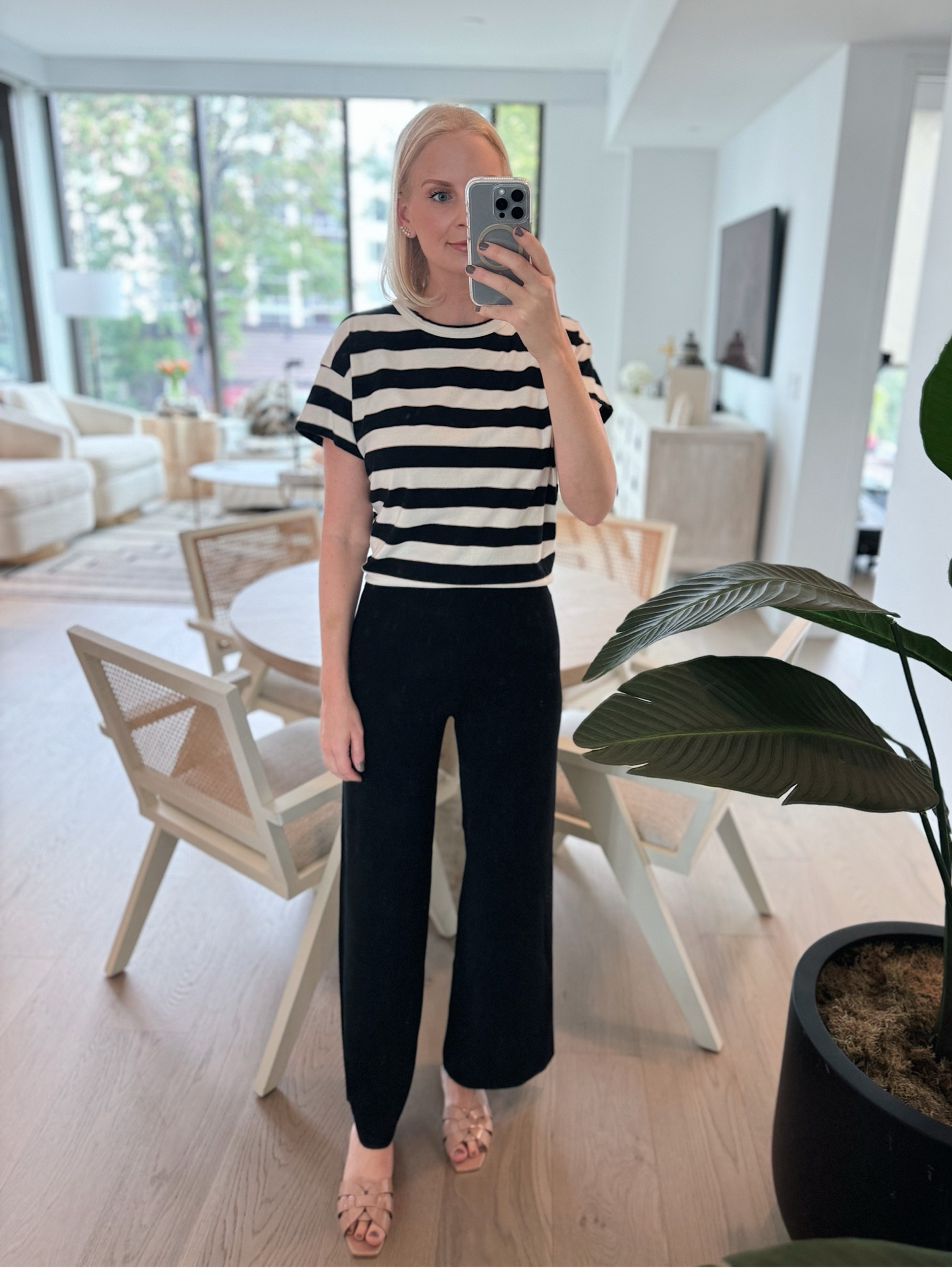 Today’s comfy look for a WFH computer day! Wearing a small in the pants and took my usual size in the slides. Tee is old The Great! 

#LTKStyleTip #LTKShoeCrush