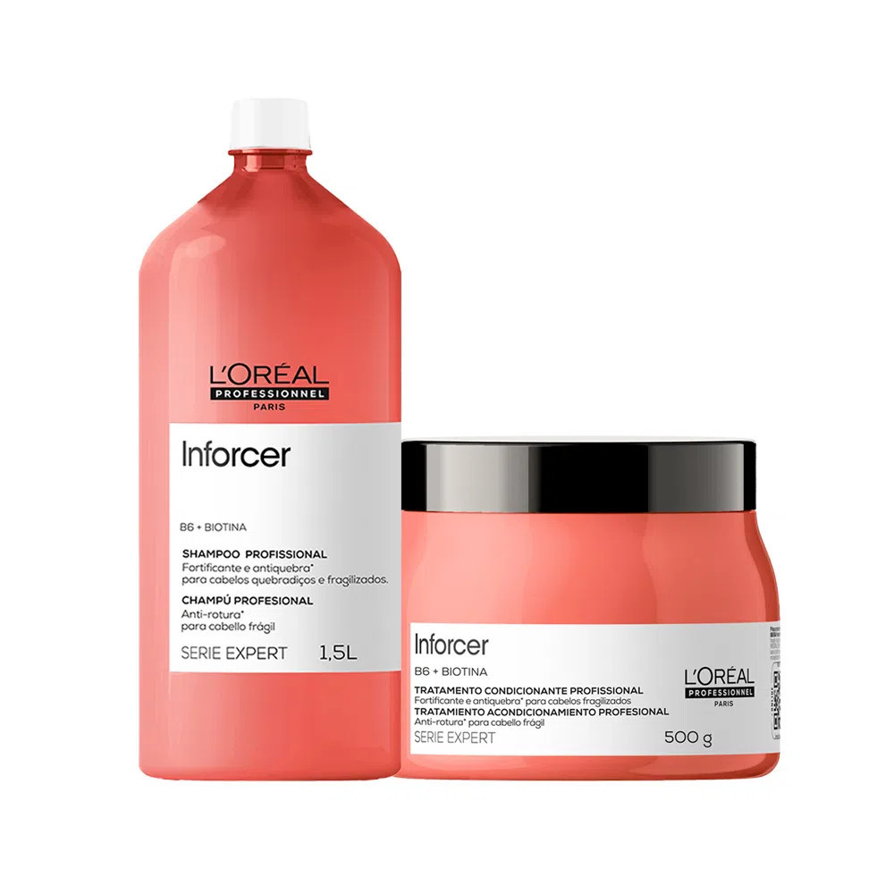Kit L'Oréal Professionnel Serie Expert Inforcer  – Shampoo 1500 ml + Máscara 500 g | Amobeleza (BR)
