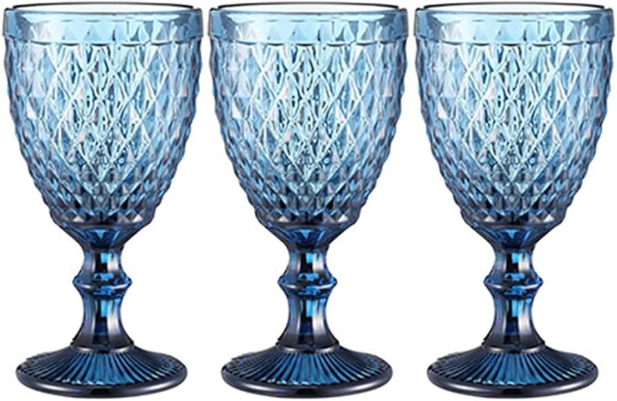 Taganov Wine Glasses set of 3 Red Wine Glass 10oz for Party Wedding Chalice Goblet Vintage Patter... | Amazon (US)